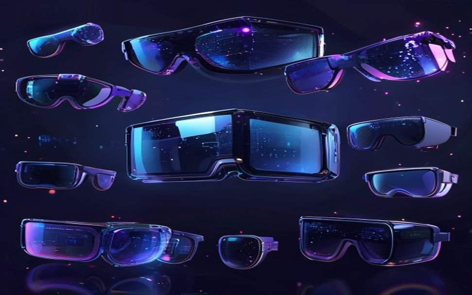 Android XR smart glasses ecosystem showing multiple device form factors with holographic interface 2026