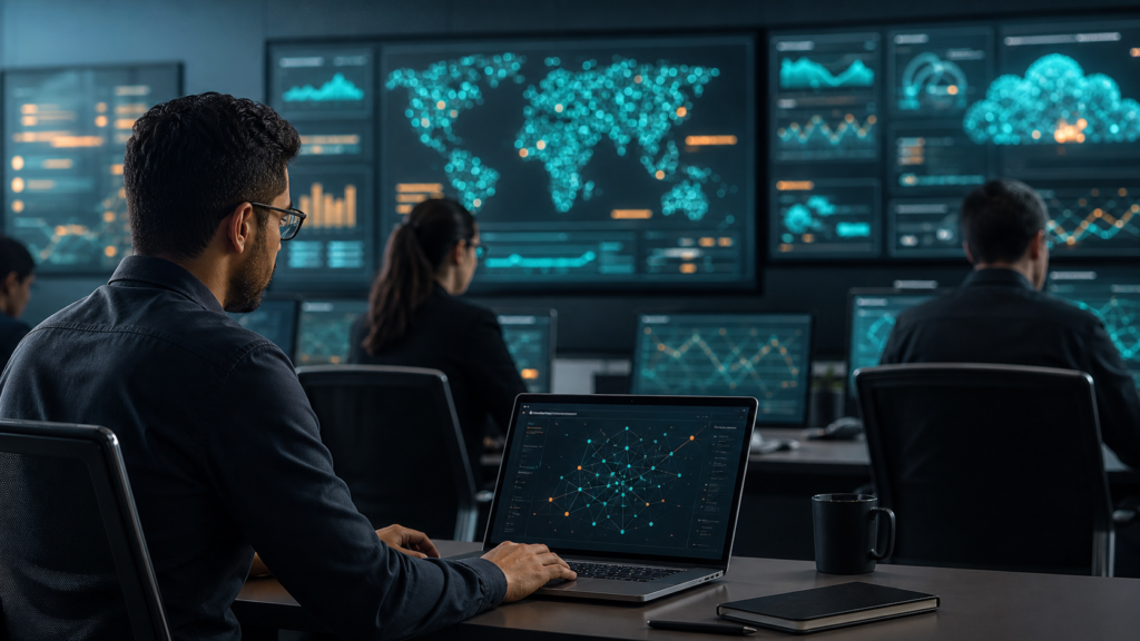 Security operations center monitoring AI-driven ransomware activity