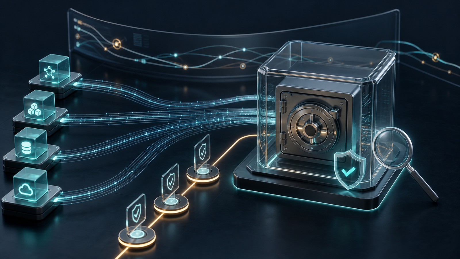 AI tool activity flowing into a secure audit vault for monitoring and investigation