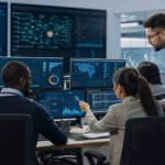 Cybersecurity analysts coordinating AI exposure management in a modern security operations center