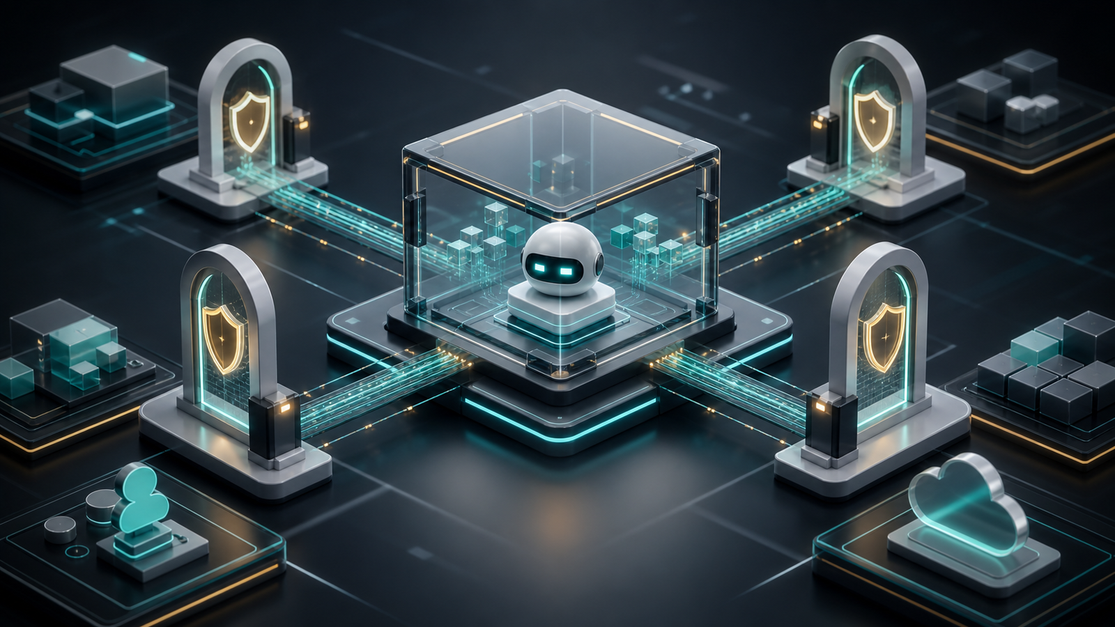 Enterprise AI agent connected to secure tool gateways and business systems