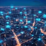 AIoT smart city network visualization showing connected IoT devices and data flows 2026