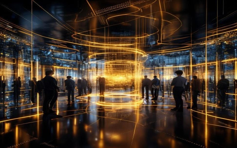 Quantum computing enterprise applications with professionals using holographic qubit displays