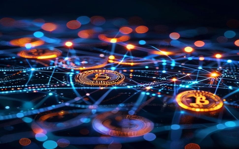 stablecoins 2026 digital dollar global blockchain payment network glowing nodes illustration