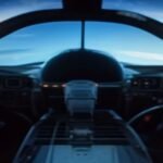 AI-controlled F-16 fighter jet in autonomous flight with holographic AI interface, DARPA VENOM program 2026