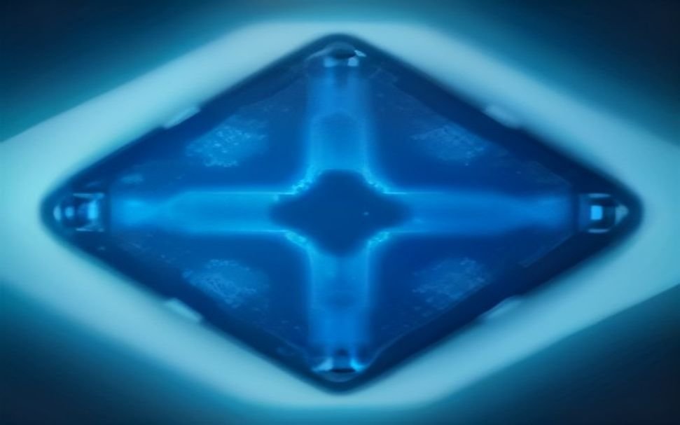 Edge AI IoT neural processing unit chip on circuit board blue glow futuristic macro photography