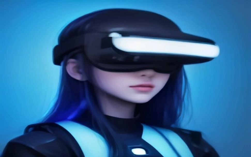 Futuristic VR headset surrounded by digital data streams representing privacy and security concerns