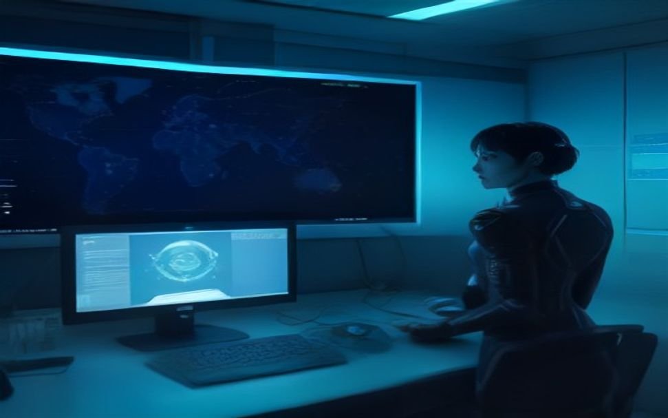 Cybersecurity team using AI-powered threat detection dashboard to defend against autonomous attacks